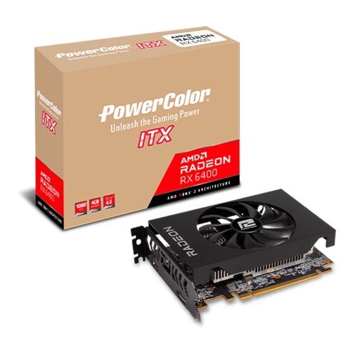 PowerColor AMD Radeon RX 6400 ITX 4GB GDDR6 Graphic Card AXRX 6400 4GBD6-DH