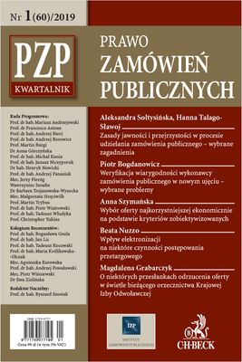 Kwartalnik "Prawo Zamówień Publicznych" nr 01/2019