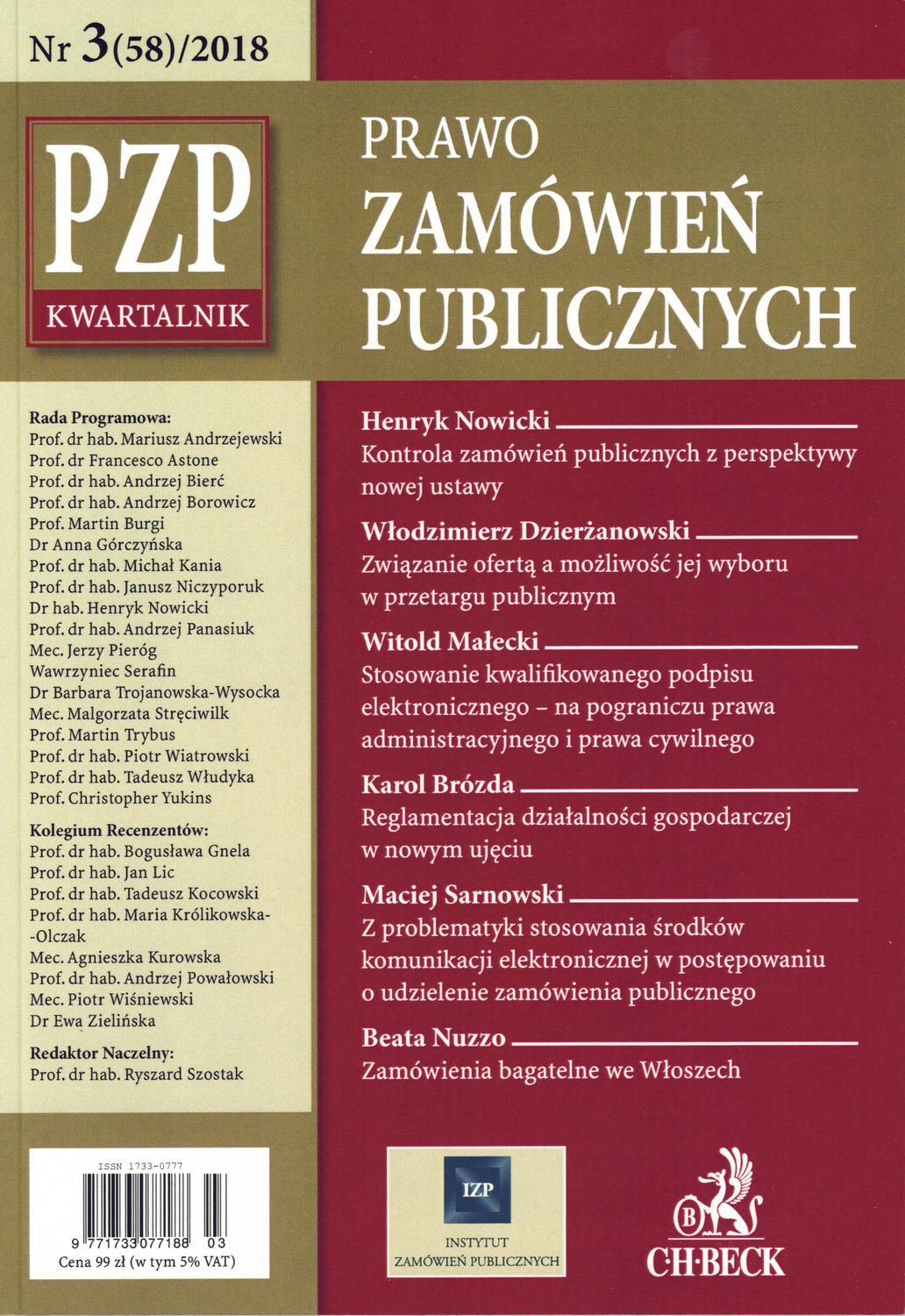 Kwartalnik "Prawo Zamówień Publicznych" nr 03/2018