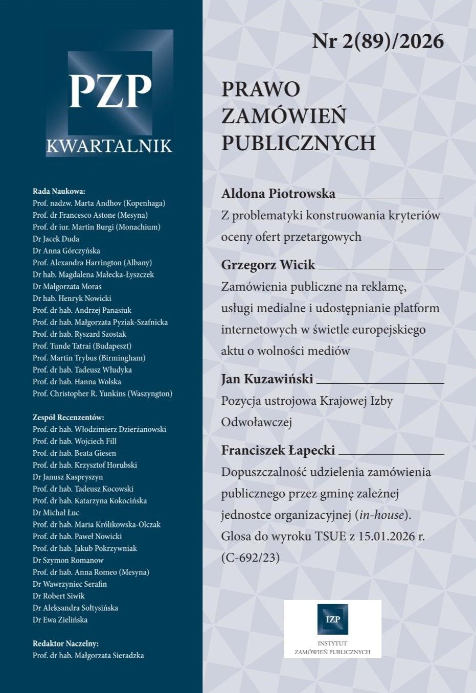 Kwartalnik "Prawo Zamówień Publicznych" nr 02/2026