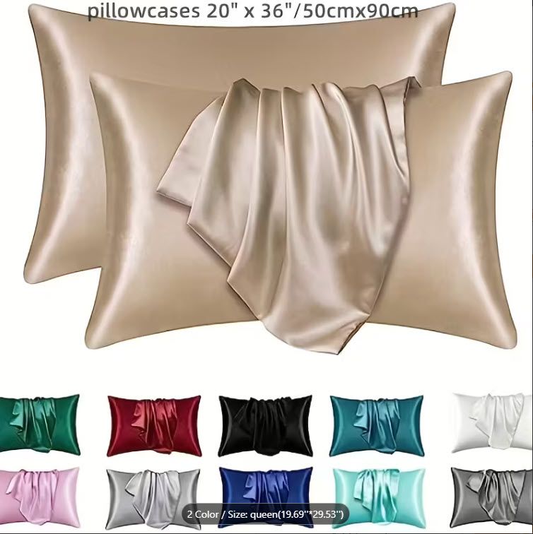 EMBROIDERED SATIN PILLOW SET OF 2
