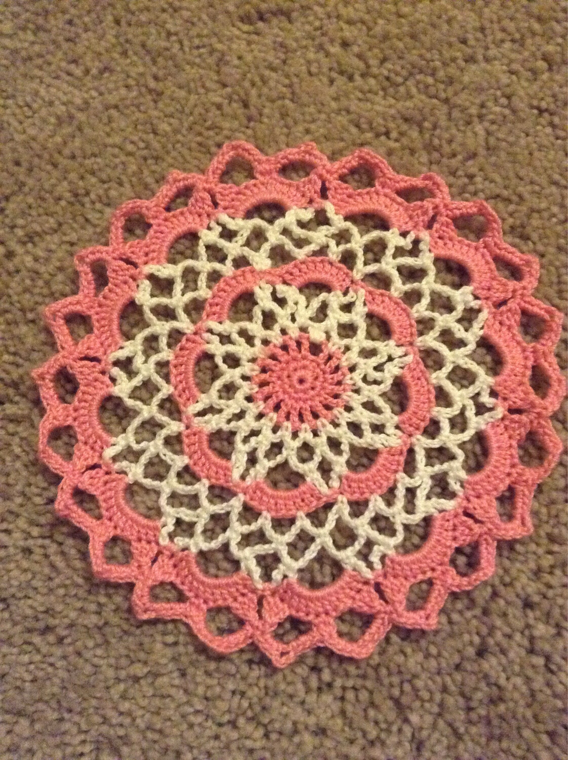 5” Pink and White Snowflake Doily