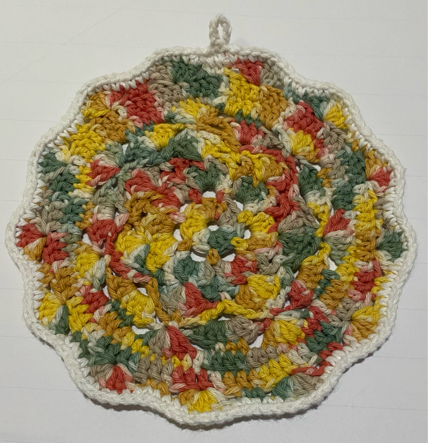 8" 100% Cotton Multi-Colored Spiral Doily Dish Cloth or Hot Pad