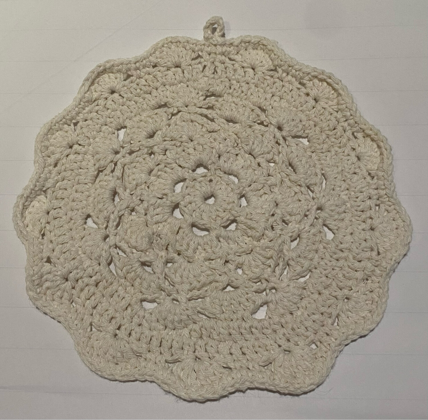 8" Cream 100% Cotton Doily Dish Cloth