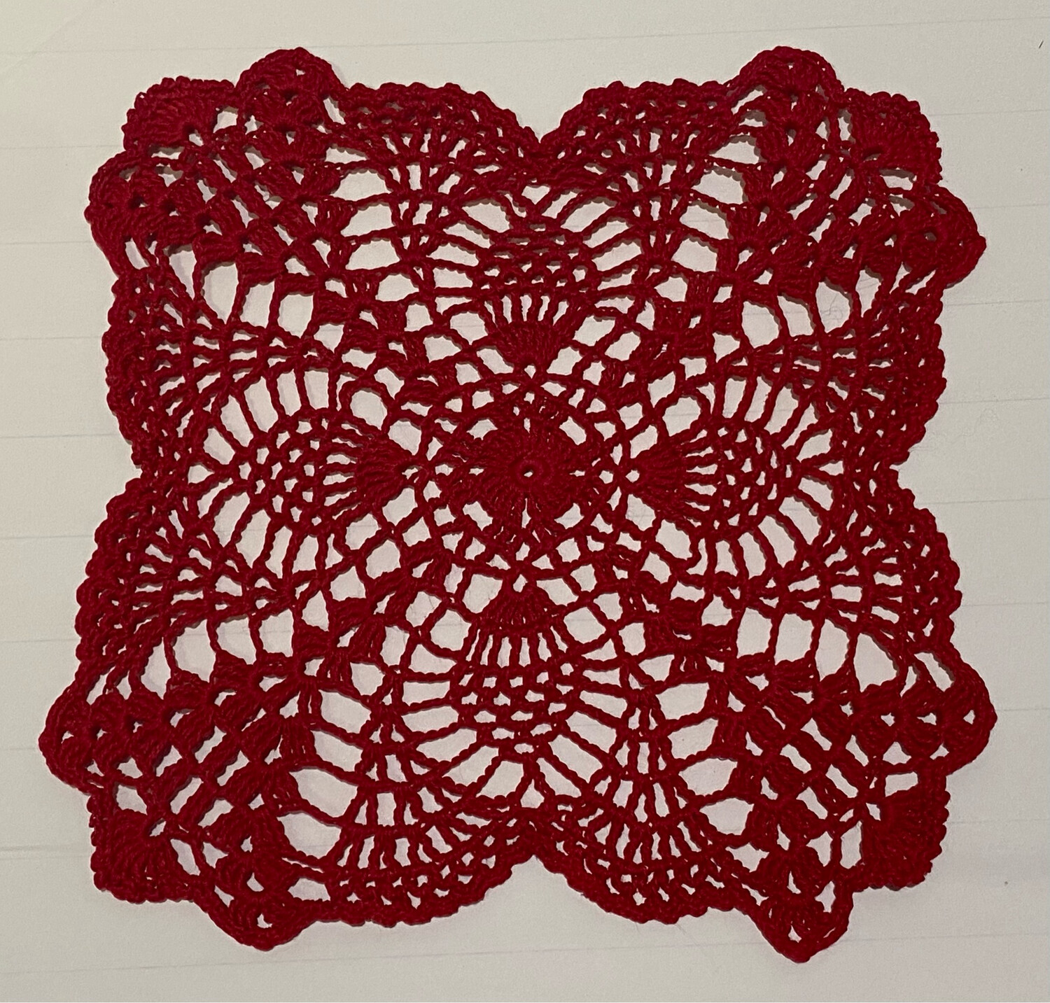 8” Square Christmas Morning Doily