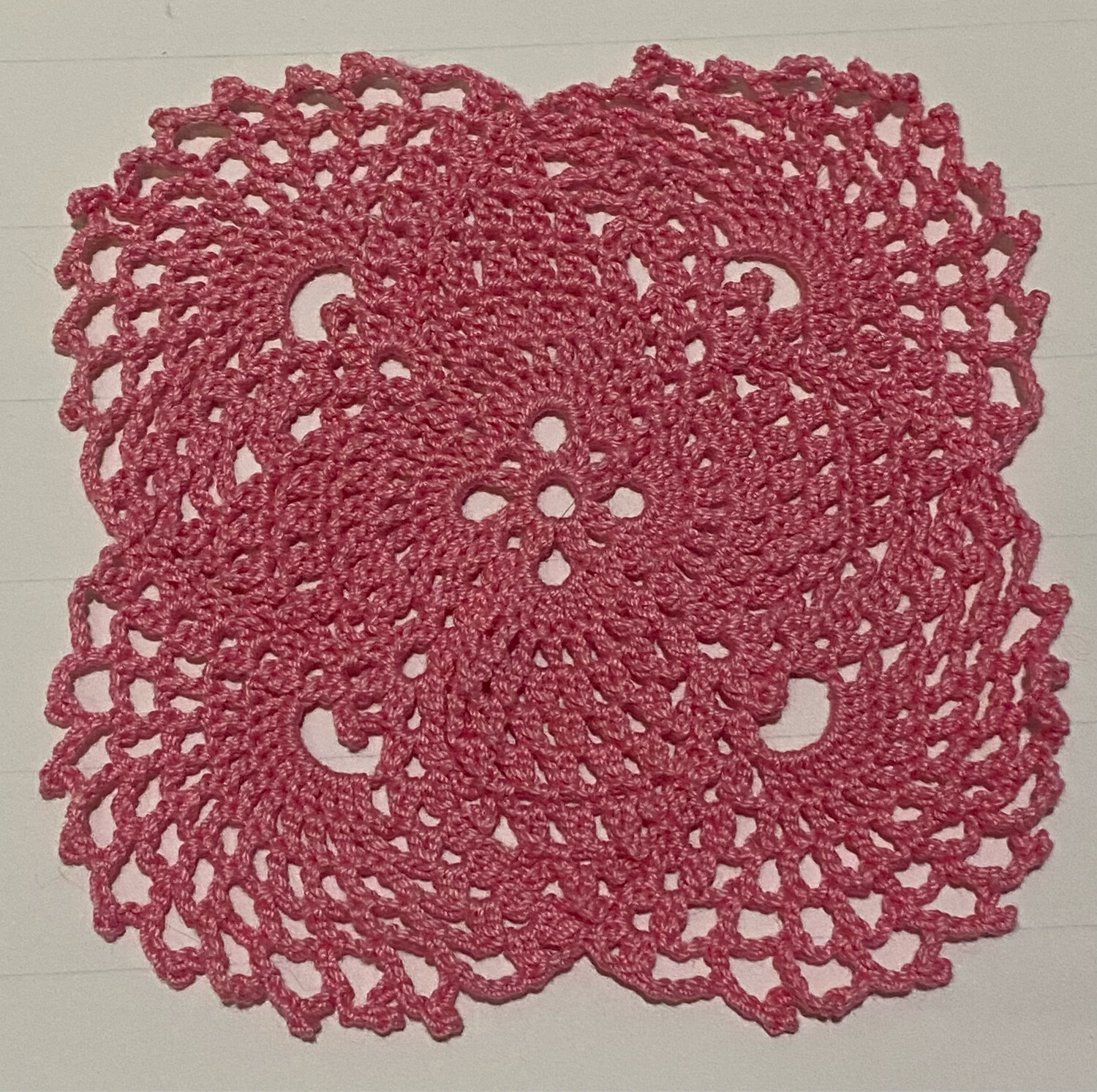 8” Pink Swirls Square Doily