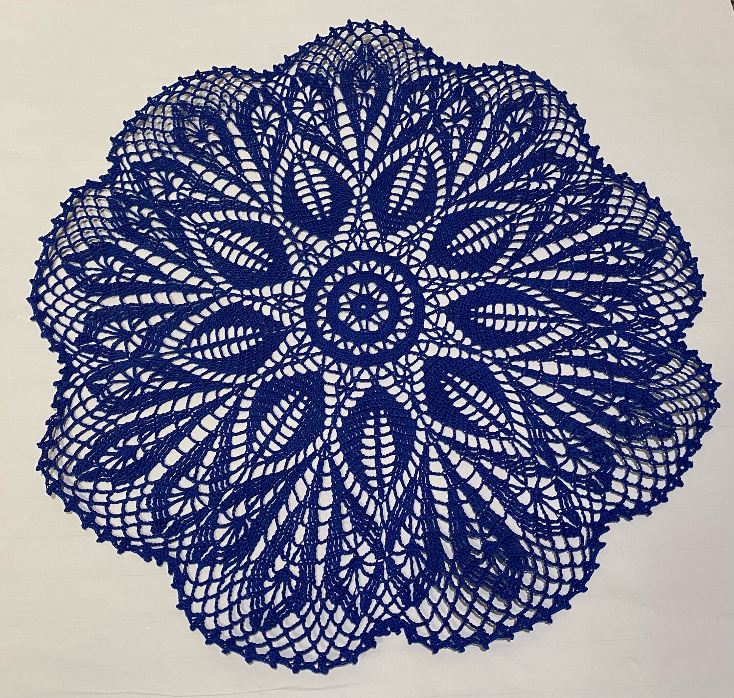 18” Deep Blue Peacock Doily