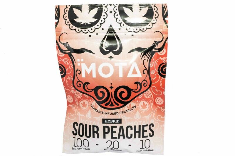 (100mg THC/ 20mg CBD) (Hybrid) Sour Peaches By Mota