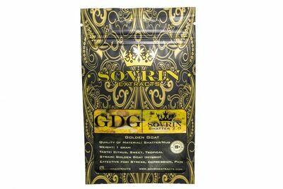 Golden Goat Shatter (Hybrid) By Sovrin Extracts Golden Goat Shatter (Hybrid) By Sovrin Extracts