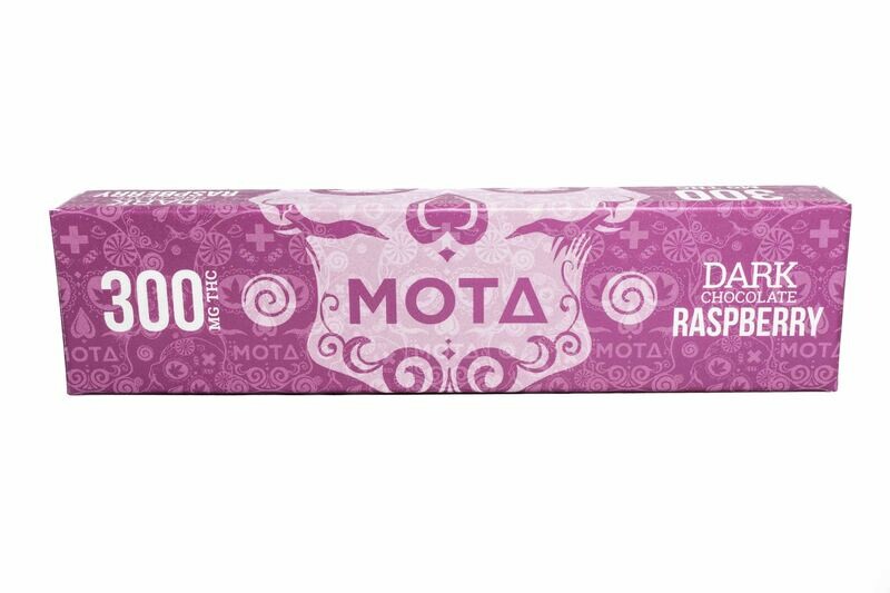 (300mg THC) (Indica) Raspberry Dark Chocolate Bar By Mota