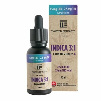 (225mg CBD + 75mg THC) Indica 3:1 Oil Drops By Twisted Extracts *** Now Orange Flavored ***