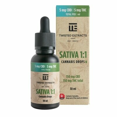 (150mg THC + 150mg CBD) Sativa 1:1 Oil Drops By Twisted Extracts *** Now Orange Flavored ***