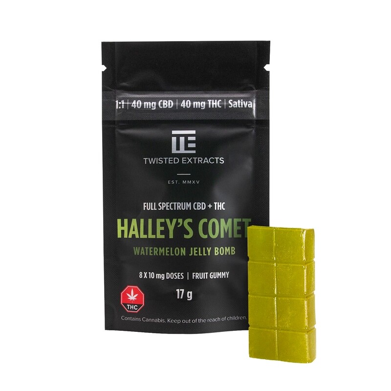 40mg 1:1 THC/CBD Watermelon Halley’s Comet Jelly Bomb (Full Spectrum) By Twisted Extracts