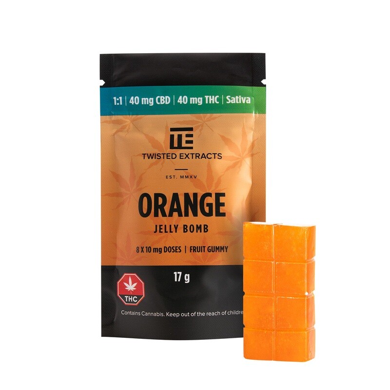 40mg 1:1 THC/CBD Orange Jelly Bomb by Twisted Extracts