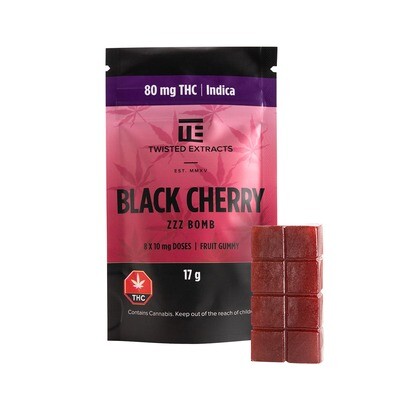80mg THC Black Cherry (Indica) ZZZ Bomb by Twisted Extracts