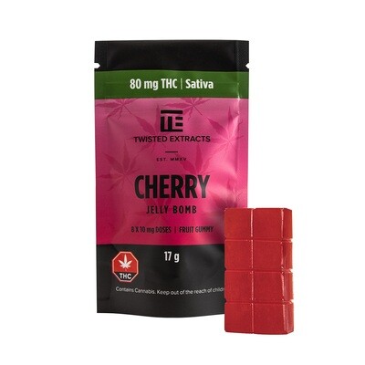 80mg THC Cherry Jelly Bomb by Twisted Extracts