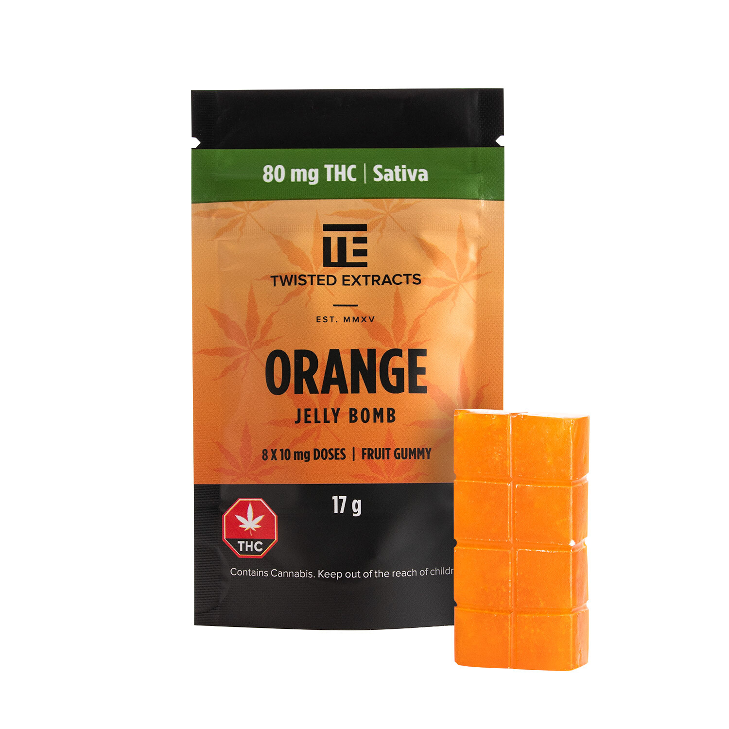 80mg THC Orange Jelly Bomb by Twisted Extracts