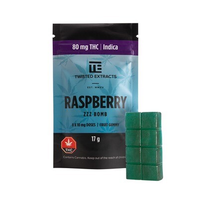 80mg THC Raspberry (Indica) ZZZ Bomb by Twisted Extracts