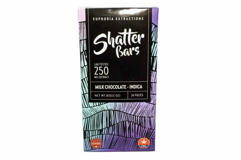 Milk Chocolate Indica Shatter Bar By Euphoria Extractions (250mg) (Current Strain: Rockstar OG)