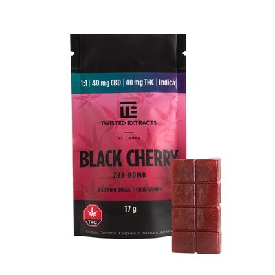 40mg 1:1 THC/CBD Black Cherry ZZZ Bomb by Twisted Extracts