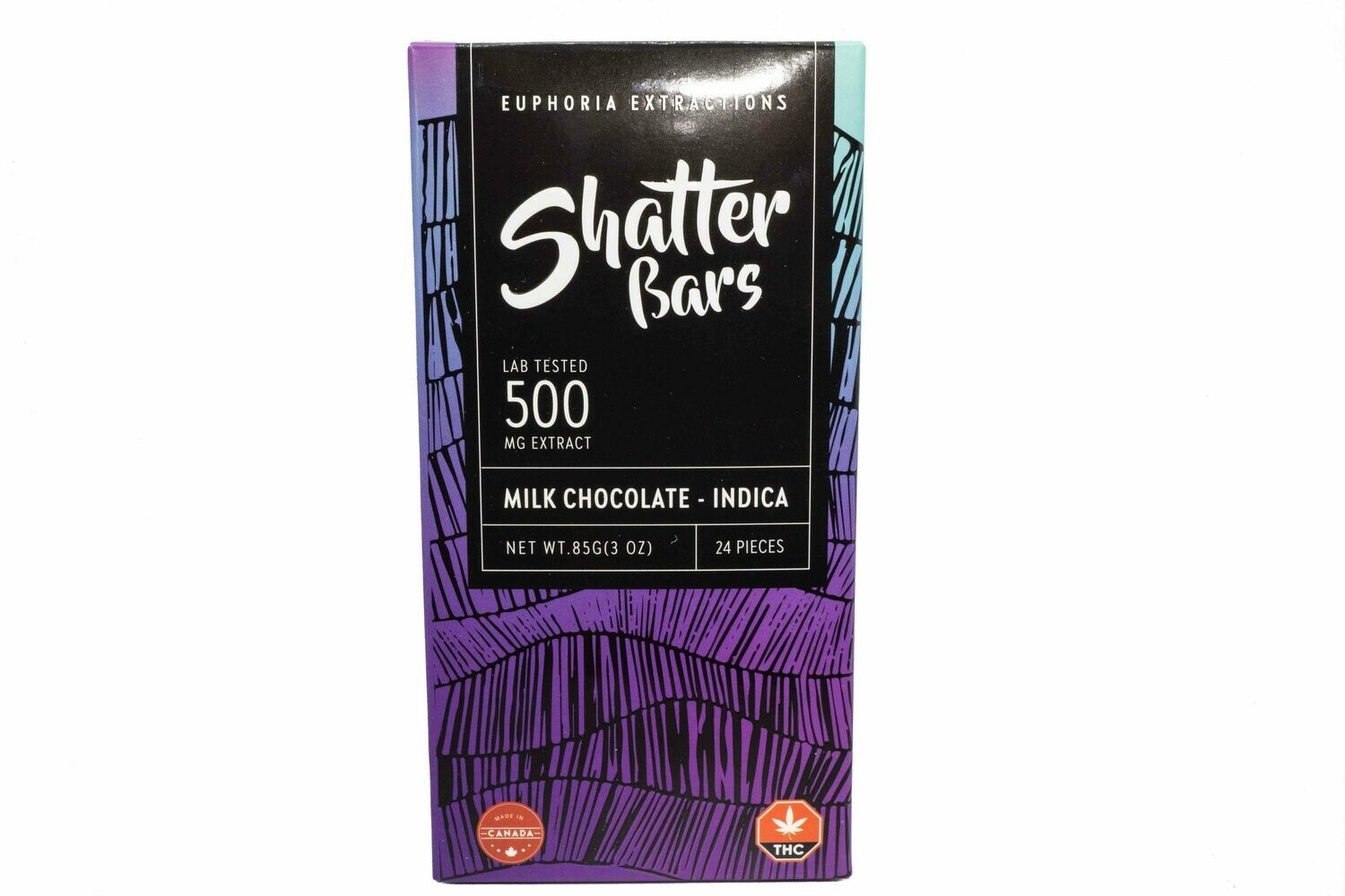 Milk Chocolate Indica Shatter Bar By Euphoria Extractions (500mg) (Current Strain: Grape Cake)