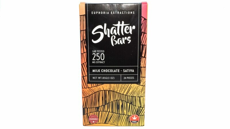 Milk Chocolate Sativa Shatter Bar By Euphoria Extractions (250mg) (Current Strain: Ghost Train Haze)