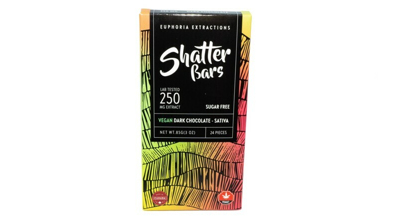 Vegan Dark Chocolate Sativa Shatter Bar By Euphoria Extractions (Sugar Free) (250mg) (Current Strain: Ghost Train Haze)