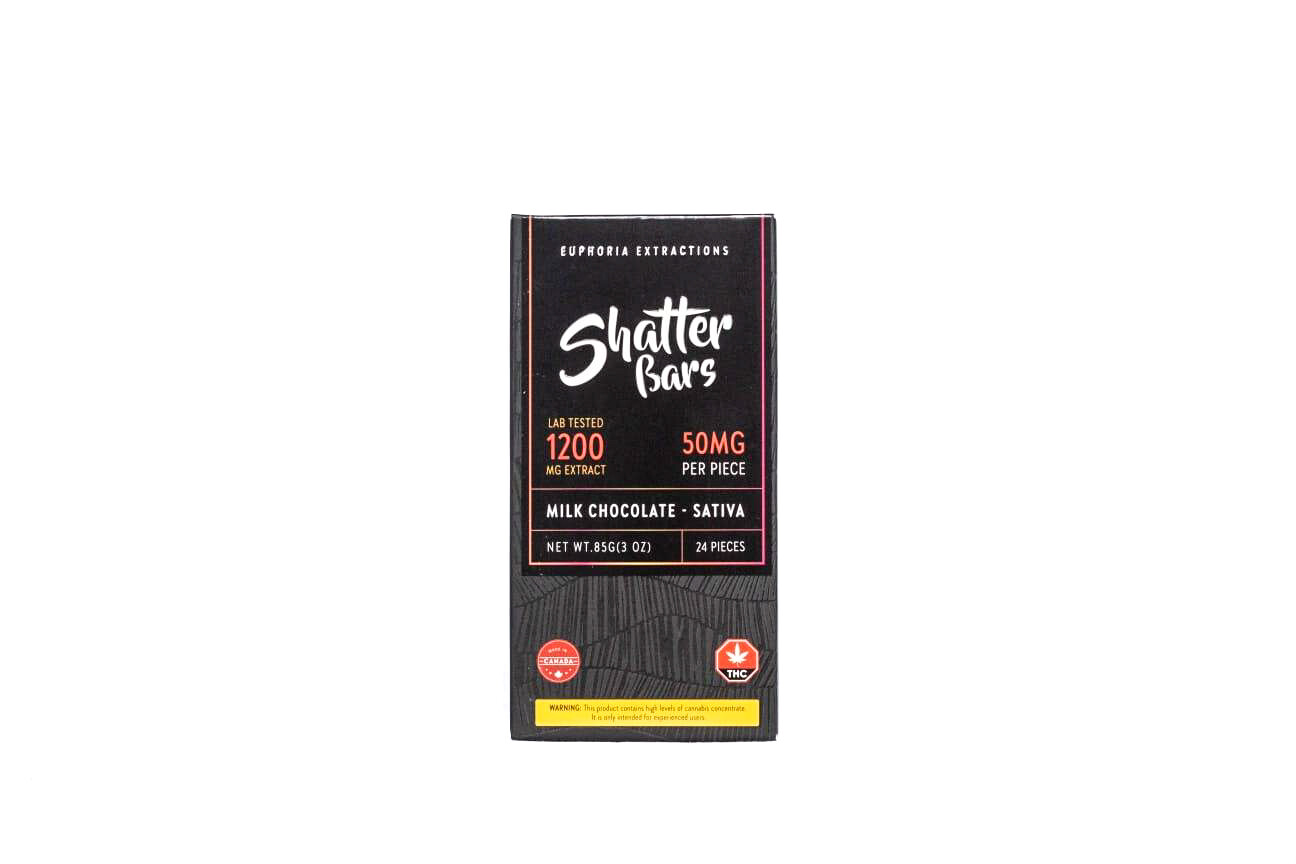 Milk Chocolate Sativa Shatter Bar By Euphoria Extractions (1200mg) (Current Strain: Sour Diesel)