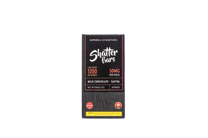 Milk Chocolate Sativa Shatter Bar By Euphoria Extractions (1200mg) (Current Strain: Sour Diesel)
