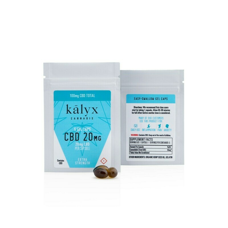 CBD 20 Capsules (20mg CBD – 5 caps/bag) By Kalyx