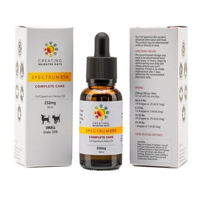 Spectrum 250 Full Spectrum Pet Oil By Creating Brighter Days (Small Dogs & Cats <35Lbs)