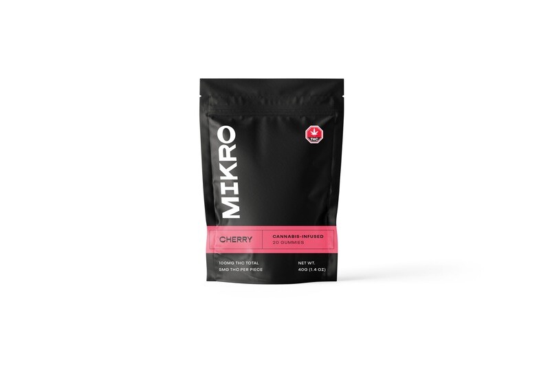 100mg C02 Full Spectrum THC (5mg per piece) Cherry Gummies By Mikro