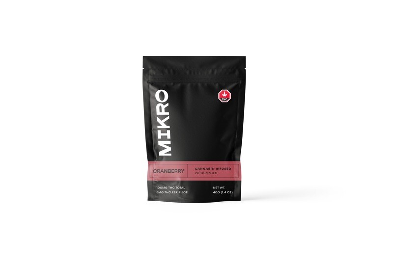 100mg C02 Full Spectrum THC (5mg per piece) Cranberry Gummies By Mikro