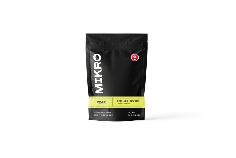 100mg C02 Full Spectrum THC (5mg per piece) Pear Gummies By Mikro