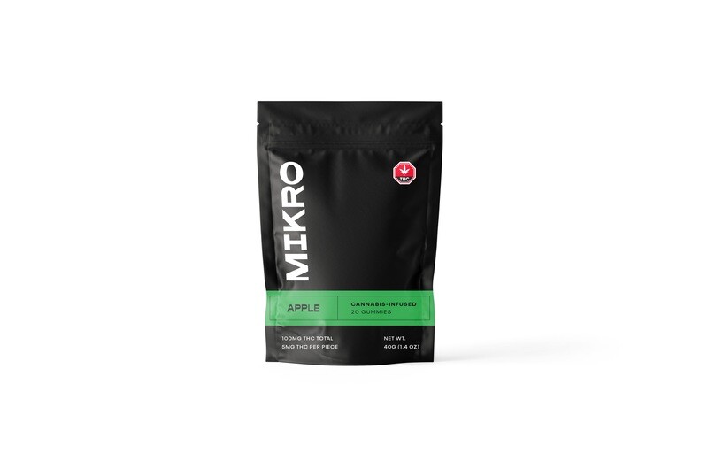 100mg C02 Full Spectrum THC (5mg per piece) Apple Gummies By Mikro