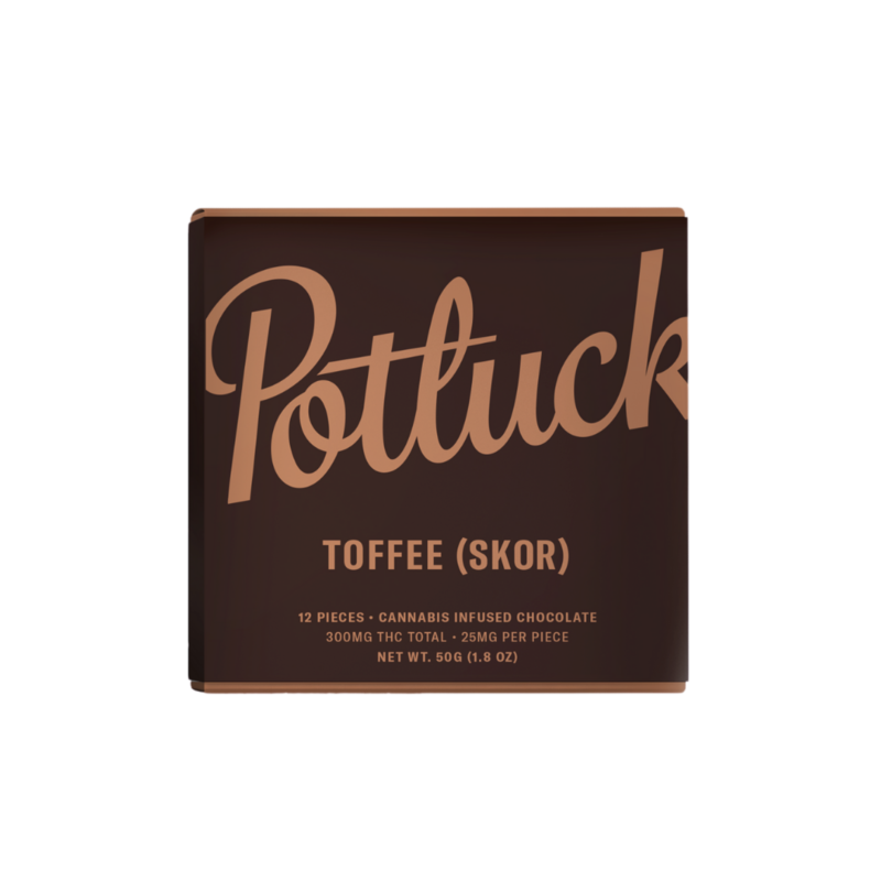 300mg THC (25mg Per Piece) Toffee (Skor) Chocolate By Potluck
