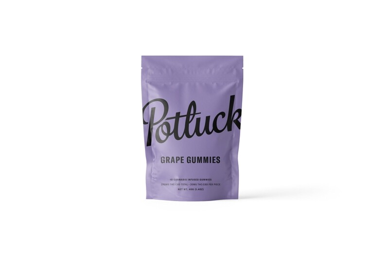 (200mg THC/CBD) C02 Full Spectrum Grape Gummies By Potluck