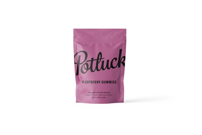 (200mg THC) C02 Full Spectrum Raspberry Gummies By Potluck