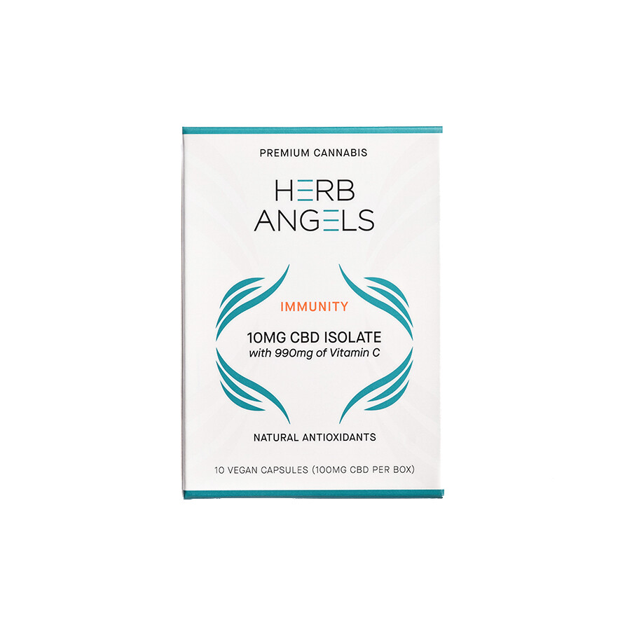 CBD (10mg) + 990mg Vitamin C Capsules By Herb Angels, Size: 10 Capsules