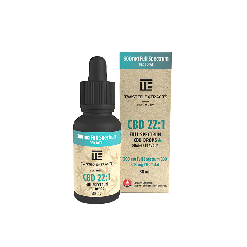(300mg CBD + 14mg THC) Full Spectrum CBD Oil Drops by Twisted Extracts  *** Now Orange Flavored ***