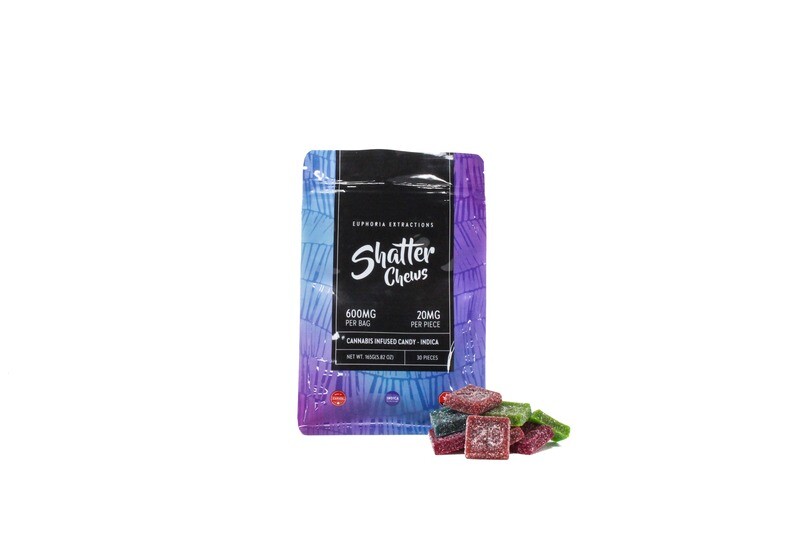 (600mg) Indica Shatter Chew Bag By Euphoria Extractions (Strain: Grape Cream Cake)