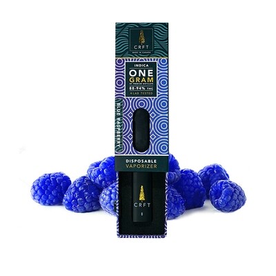 (1g) Blue Raspberry (Indica) Disposable Vape By Crft Cannabis