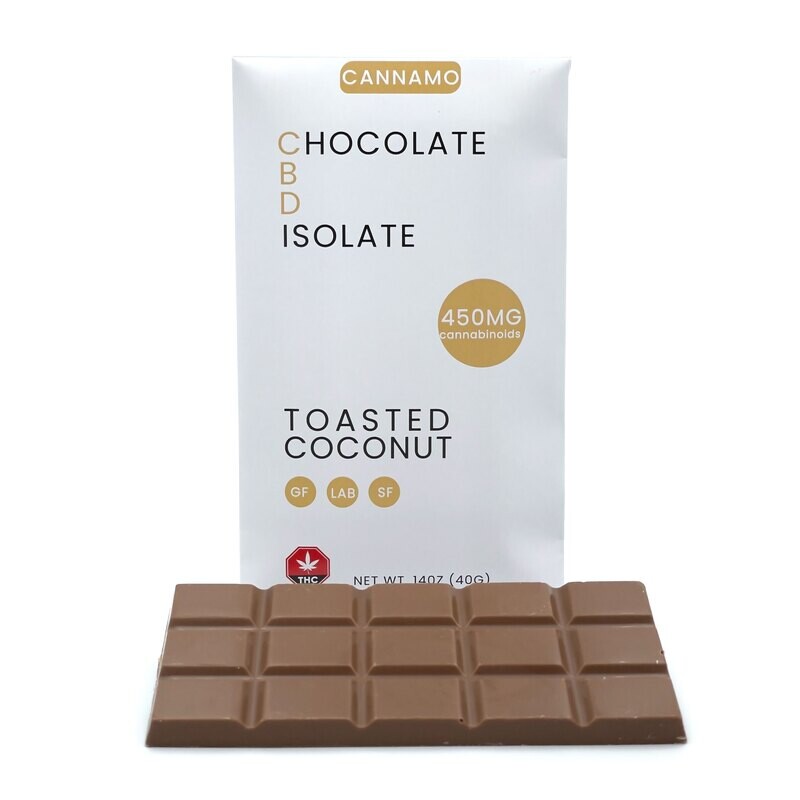 (450mg CBD Isolate) Toasted Coconut Chocolate Bar By Cannamo