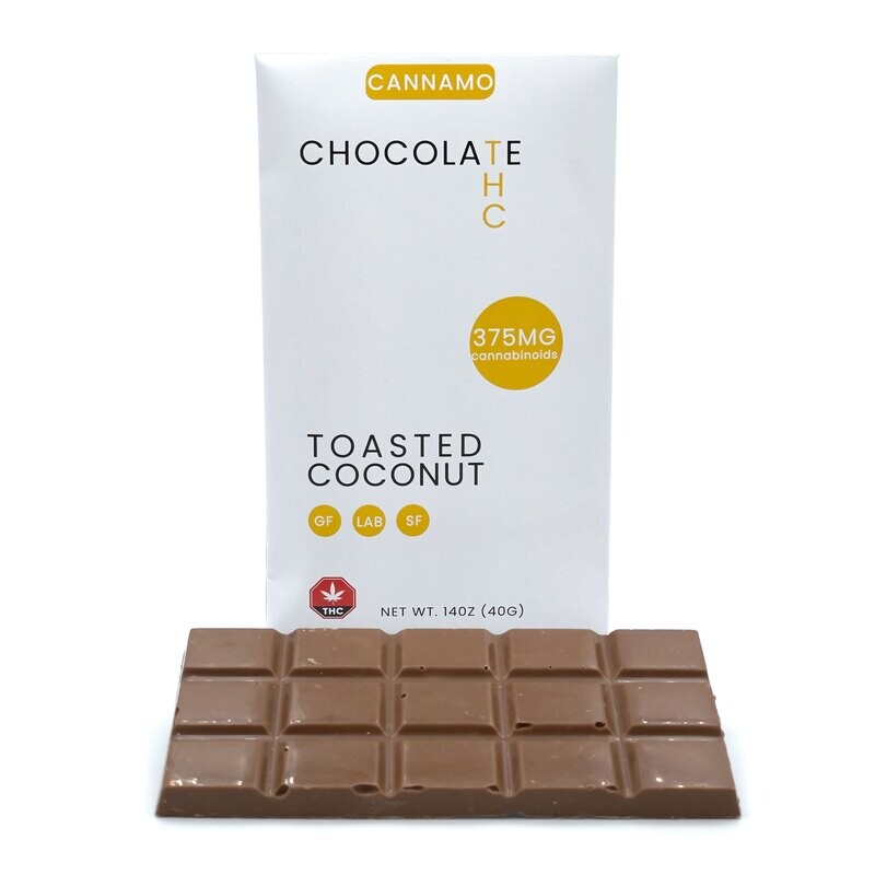 (375mg Full Spectrum THC) Toasted Coconut Chocolate Bar By Cannamo