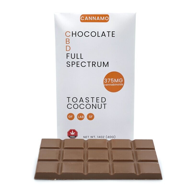 (375mg Full Spectrum CBD) Toasted Coconut Chocolate Bar By Cannamo