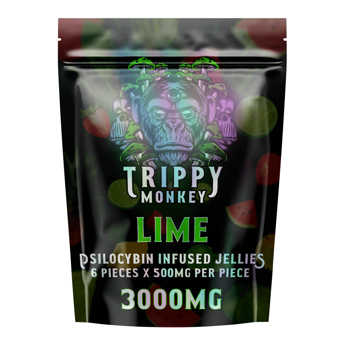 (3000mg Total) Psilocybin Gummies By Trippy Monkey, Flavour: Lime