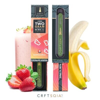 (2g) Strawberry Banana (Hybrid) Disposable SQIA Vape By Crft Cannabis
