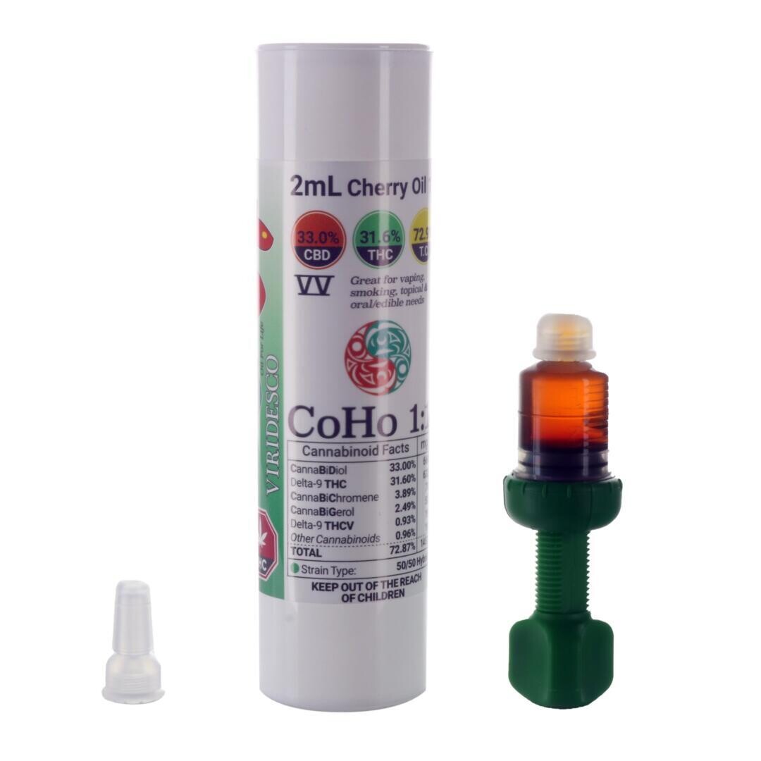 V+ CoHo 1:1 Cherry Oil (2ml) (660mg CBD/632mg THC) By Viridesco V+ CoHo 1:1 Cherry Oil (2ml) (660mg CBD/632mg THC) By Viridesco