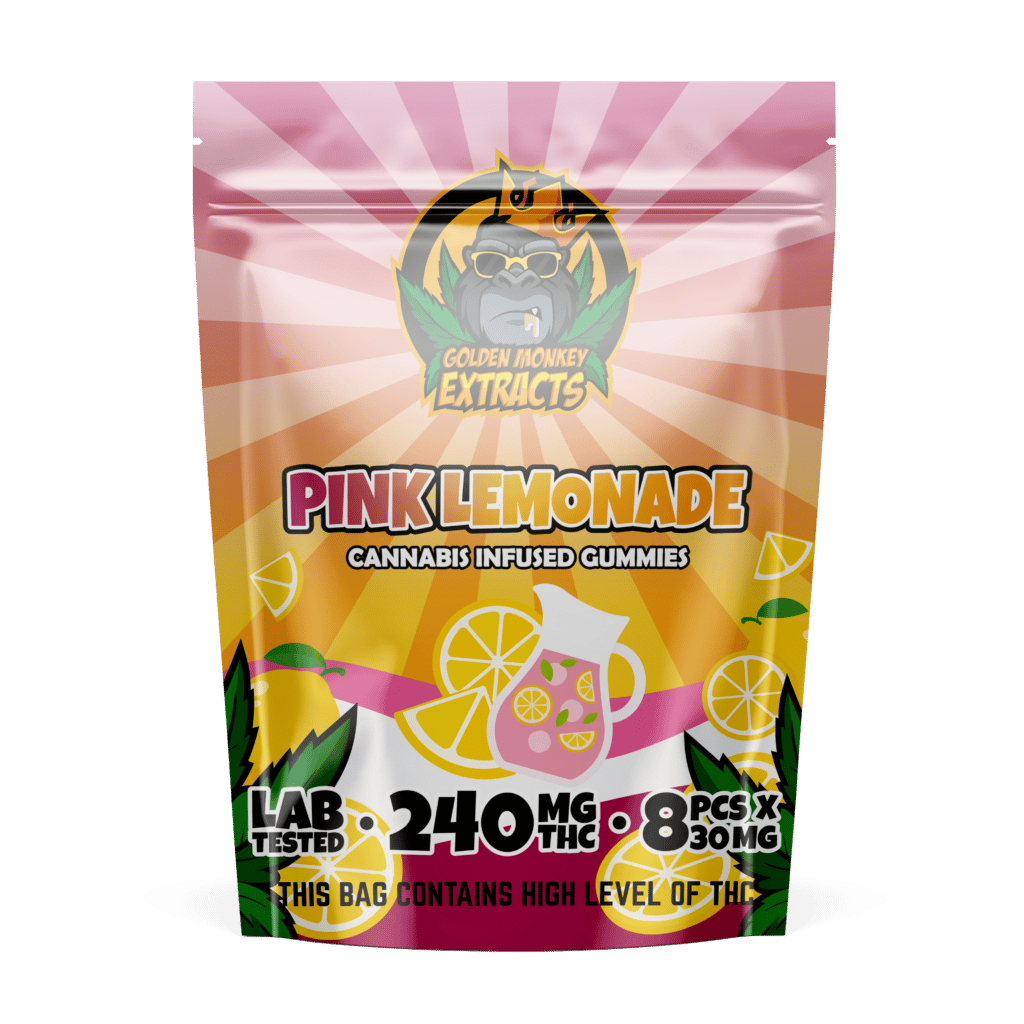 240mg THC Gummies By Golden Monkey Extracts, Flavour: Pink Lemonade