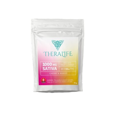 (1000mg) THC Sativa Fruit Infused Gummies By TheraLife